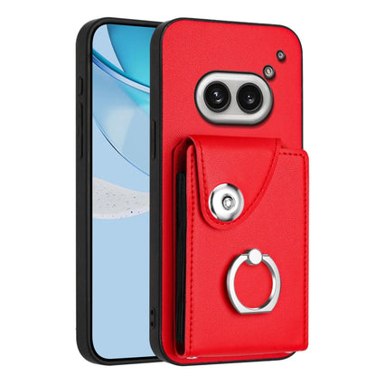 Red phone case with card pocket and metal ring holder
