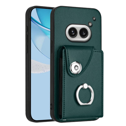 Green phone case with card pocket and metal ring holder