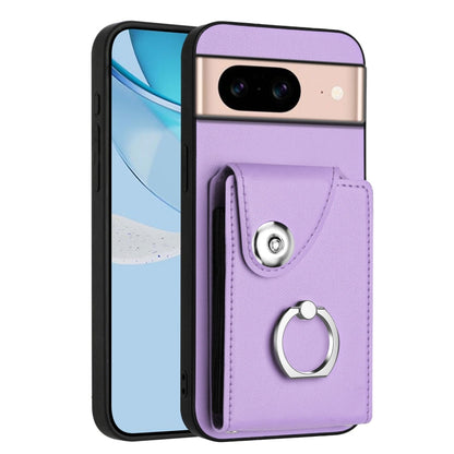 Purple phone case with card holder pocket and metal ring loop