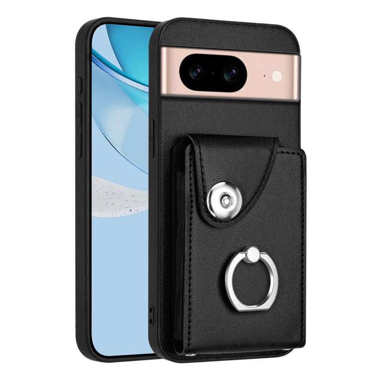 Black phone case with card holder pocket and metal ring loop