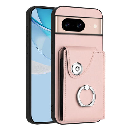 Pink phone case with card holder pocket and metal ring loop