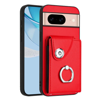 Red phone case with card holder pocket and metal ring loop