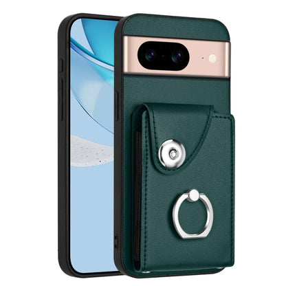 Green phone case with card holder pocket and metal ring loop