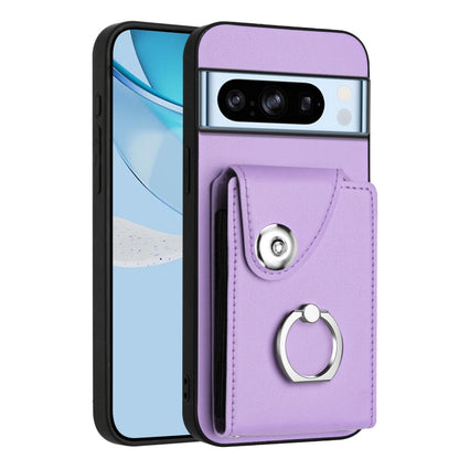 Lavender phone case with card holder pocket and metal ring loop
