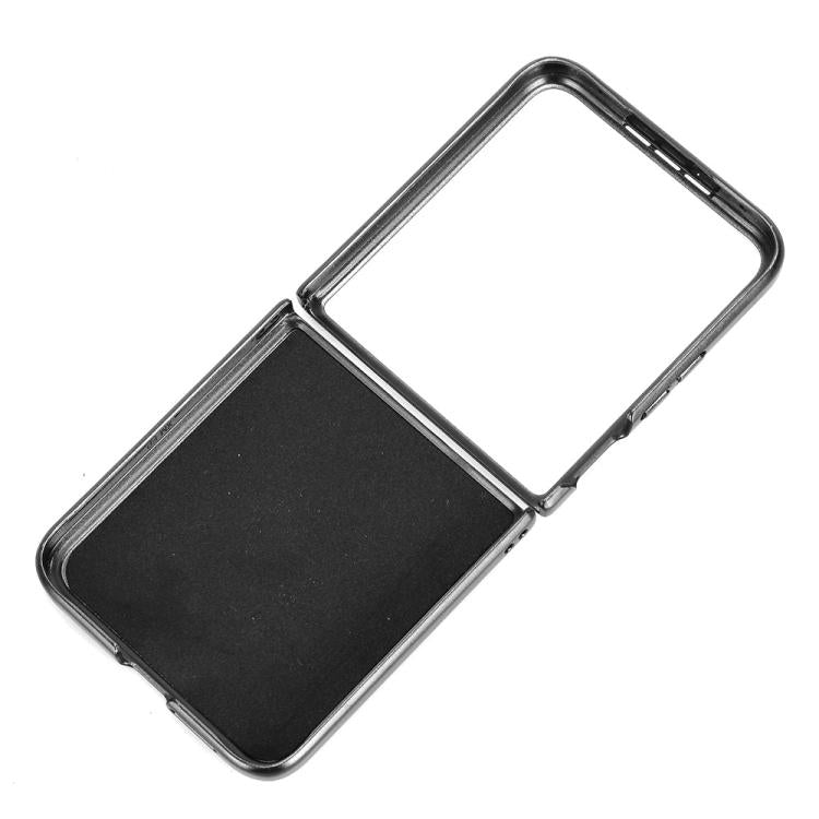 Litchi-texture card-slot phone case with flip cover, black slim profile