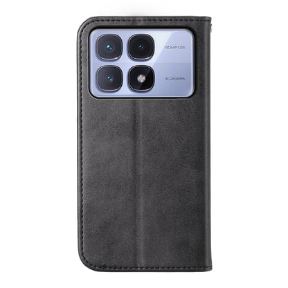 Black leather-style phone case with cutouts for camera and speaker