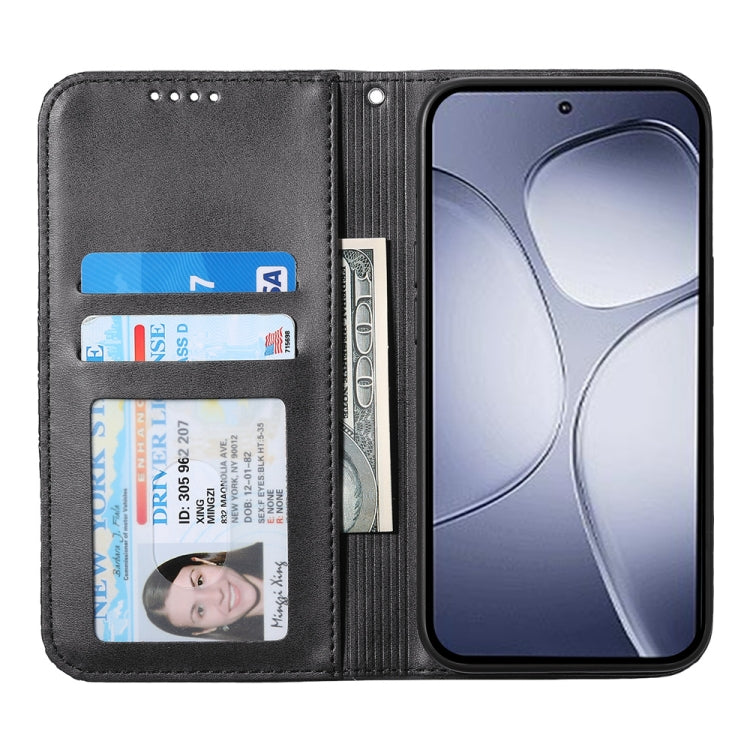 Black leather phone case with card slots and window opening for the front screen