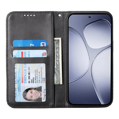 Black leather phone case with card slots and window opening for the front screen