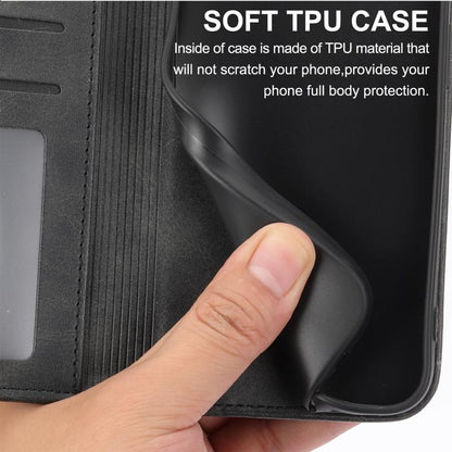 Black TPU-lined folio phone case interior with hand pressing protective cover