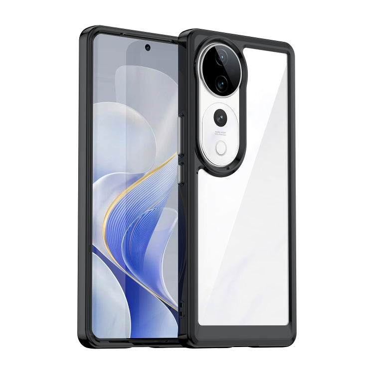 Black hybrid TPU phone case with clear panel and oval camera cutout