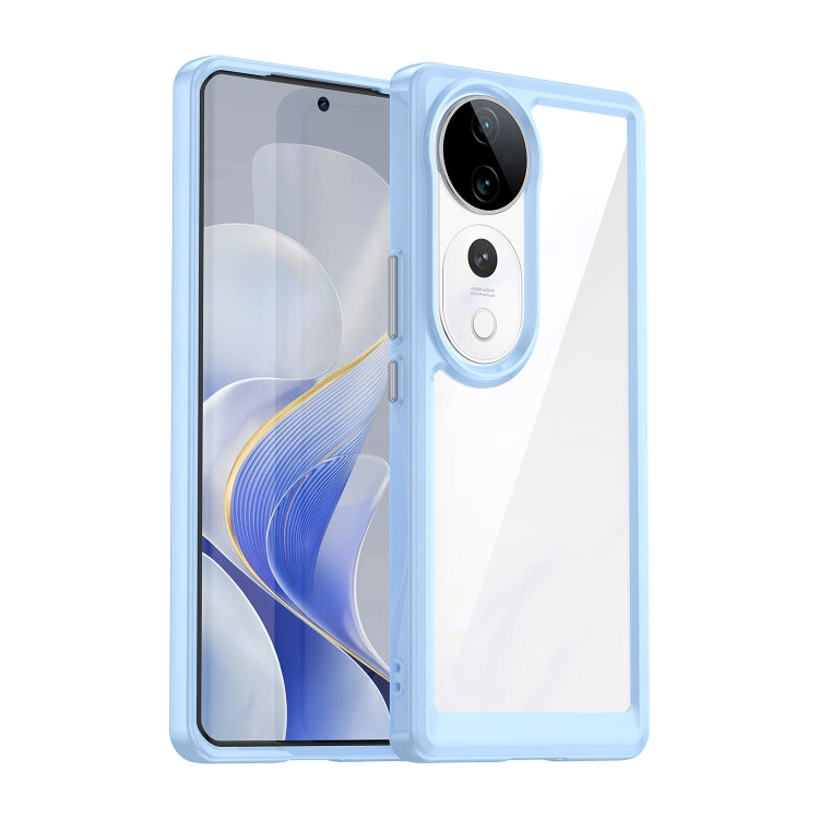 Light blue hybrid TPU phone case with clear back and oval camera cutout