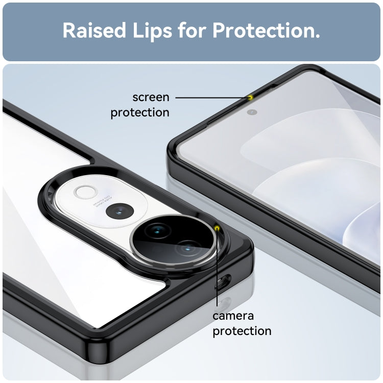 Clear front TPU phone case with black camera protection and raised lip edges