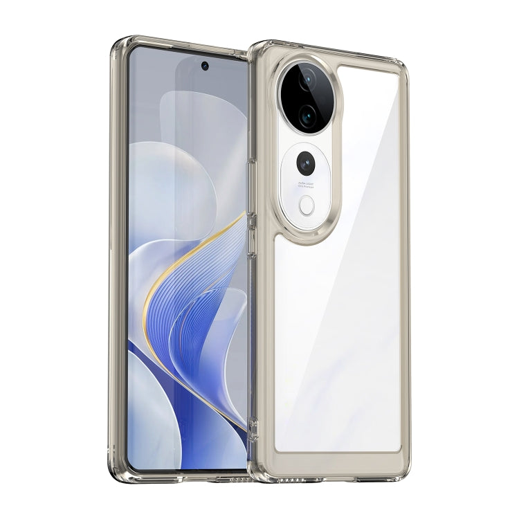 Transparent gray TPU phone case with slim clear design and raised camera lens opening