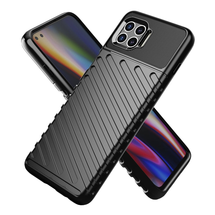 Black shockproof TPU phone case with textured grip and raised camera bezel