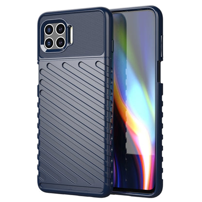 Shockproof TPU phone case for Moto G 5G Plus in blue with ridged grip texture