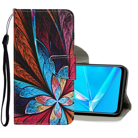 Phone wallet case with colorful butterfly feather pattern, magnetic clasp and card slots