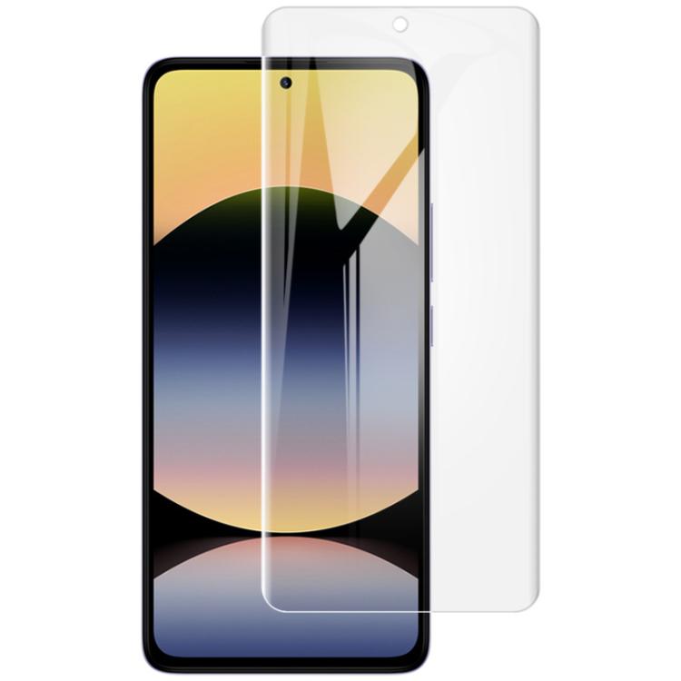 Clear full-coverage hydrogel screen protector film for smartphone display, contoured edges