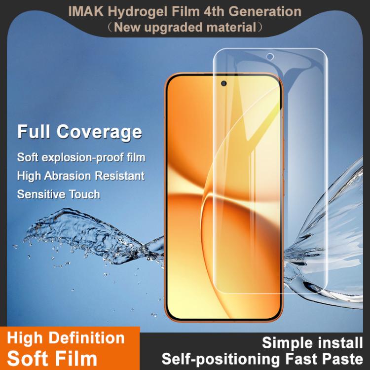 Clear full-coverage IMak hydrogel screen protector film, soft touch, front-camera cutout