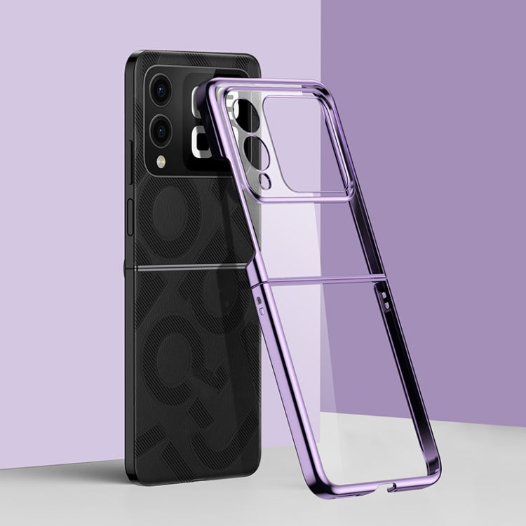 Purple electroplated shockproof phone case with clear back and camera cutouts