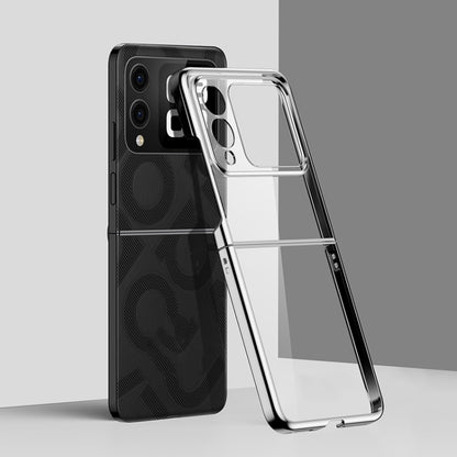 Silver electroplated shockproof phone case with clear back and side button cutouts