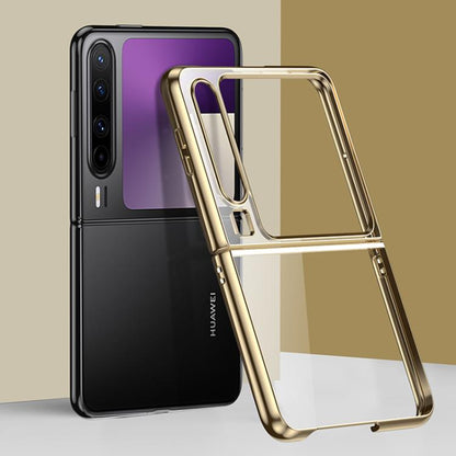 Gold electroplated shockproof phone case with clear back and camera cutouts