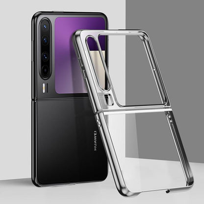 Silver electroplated shockproof phone case with clear back and camera cutouts