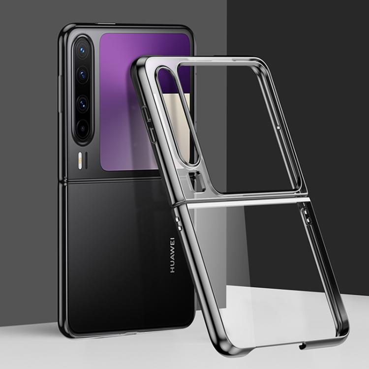 Clear silver shockproof phone case with camera opening and raised corner protection