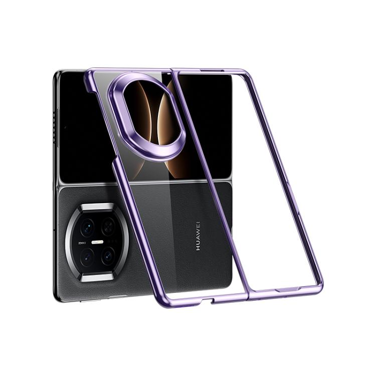 Purple shockproof phone case with electroplated frame, camera cutout, and raised edges