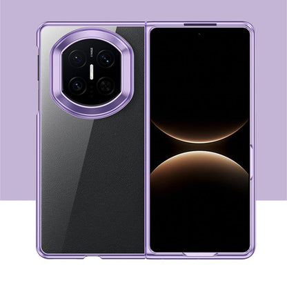Purple transparent shockproof phone case with electroplated border and dual camera cutout