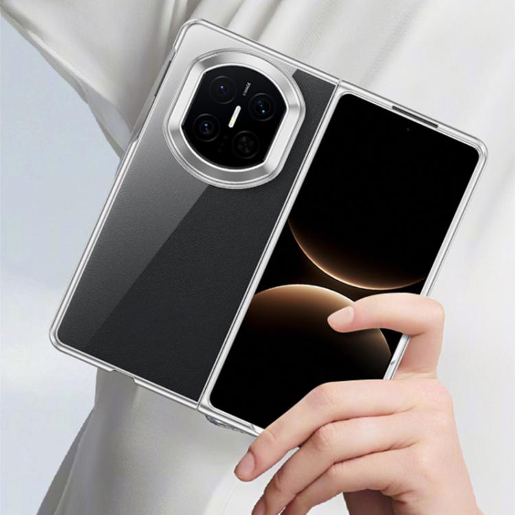 Clear silver shockproof phone case with electroplated border and camera cutouts