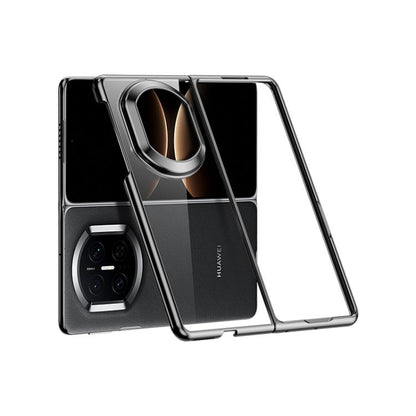 Transparent silver shockproof phone case with electroplated ring detail and camera cutouts