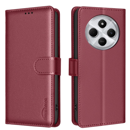 Red litchi-textured leather folio phone case with magnetic flap and camera cutout