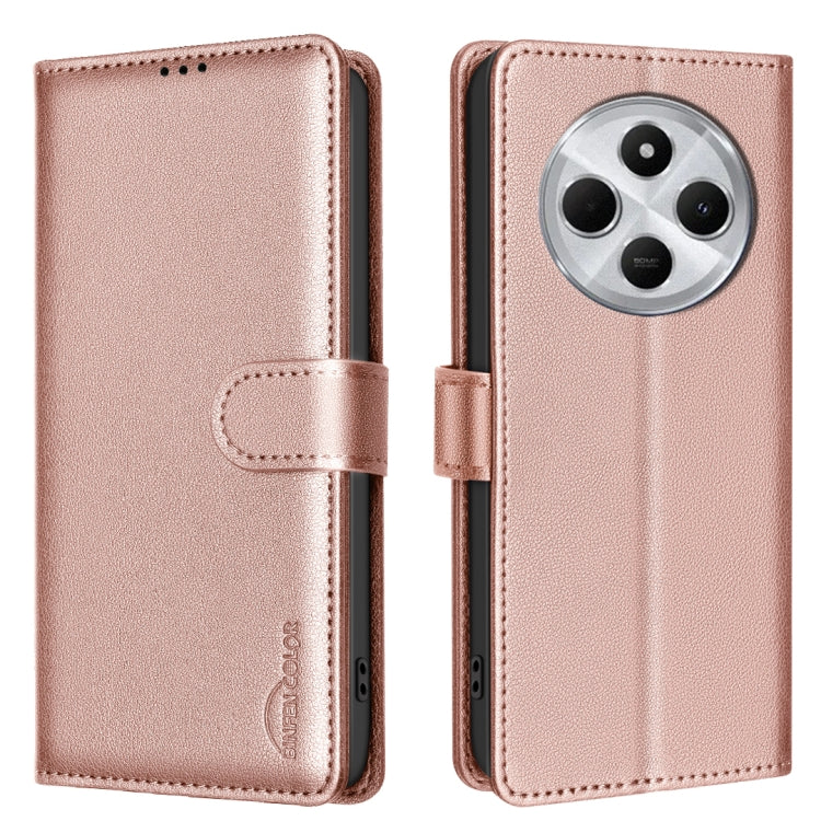 Gold litchi-textured leather folio phone case with magnetic flap and camera cutout