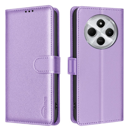 Purple litchi-textured leather folio phone case with magnetic flap and camera cutout