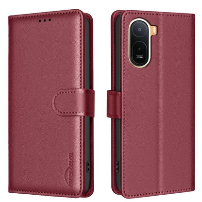 Maroon textured leather-style phone wallet case with front flap and side magnetic strap