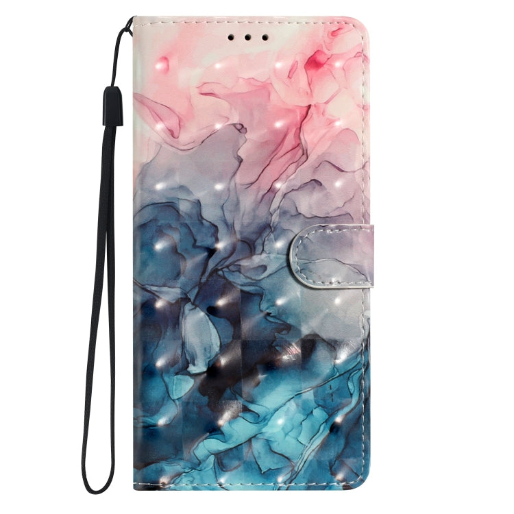 Marble leather phone case with wrist strap, pink and blue cover with card pocket