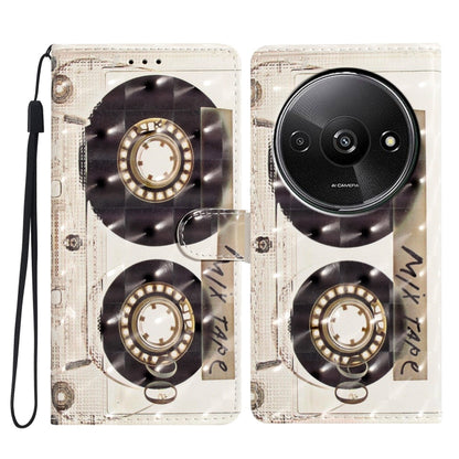 3D pattern leather phone case with white vintage clock design and wrist strap