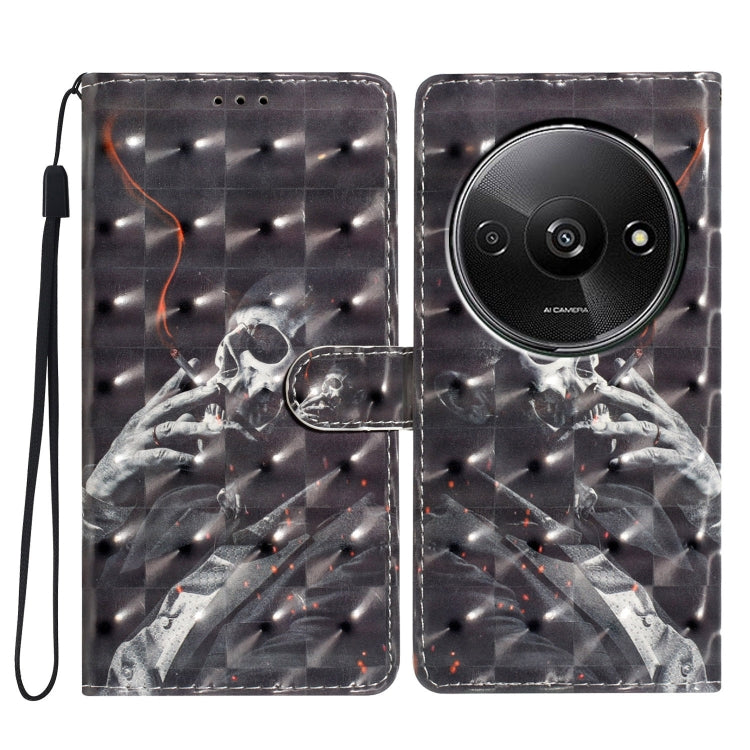 3D pattern leather phone case with skull design and wrist strap