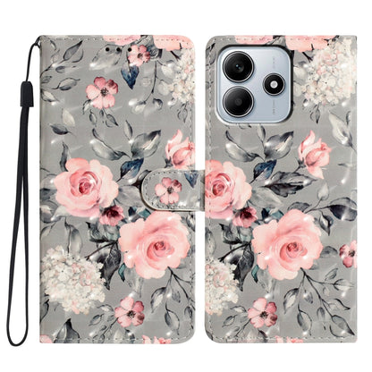 Phone case with 3D rose floral print, wrist strap, magnetic clasp, for triple-camera phones
