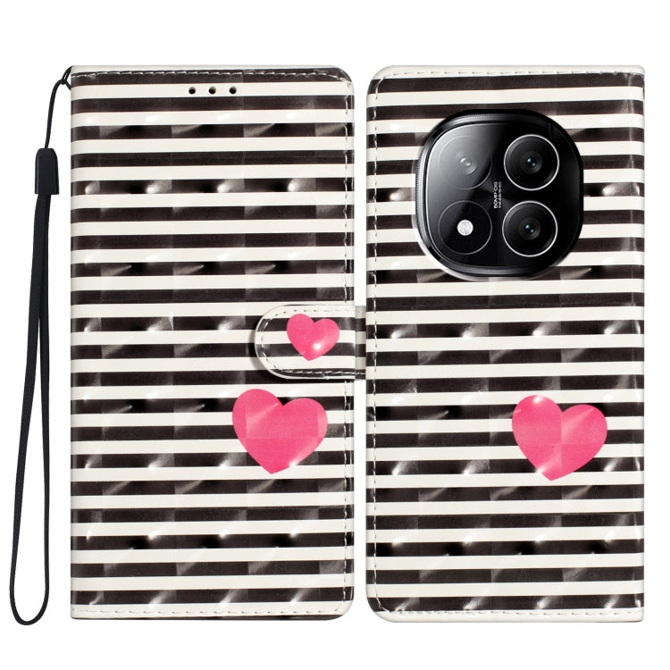 3D leather phone case with black-and-white stripes, pink heart accents, magnetic strap