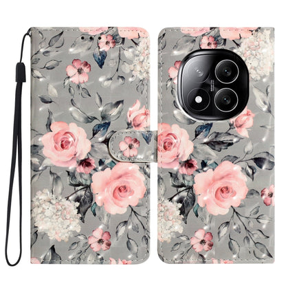 3D patterned leather phone case with pink rose floral butterfly design and magnetic flip strap closure