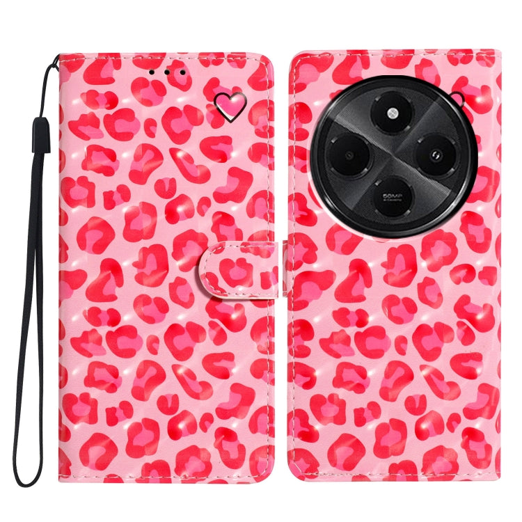 Wallet-style phone case with 3D red heart pattern, with wrist strap.