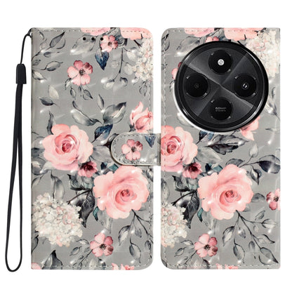 Leather phone case with 3D rose and flower print, wrist strap, magnetic clasp