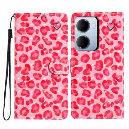 Faux leather phone wallet case with 3D red heart pattern, magnetic clasp