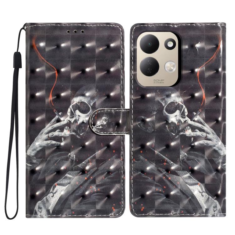 Faux leather phone wallet case with 3D skull hands and black graphic art, magnetic clasp