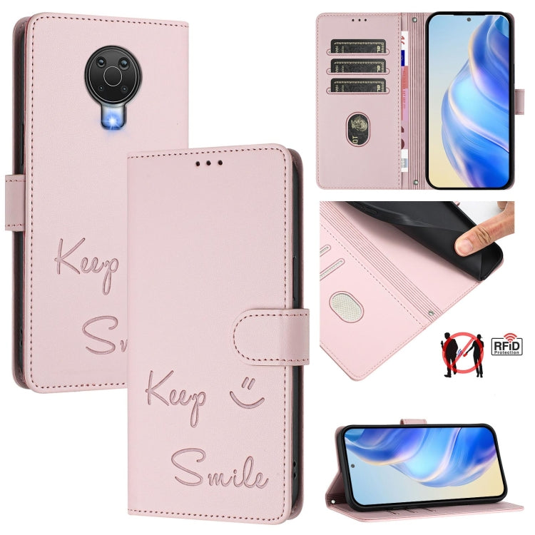 Smile Embossing RFID Leather Phone Case, For Nokia 6.3 / G20 / G10