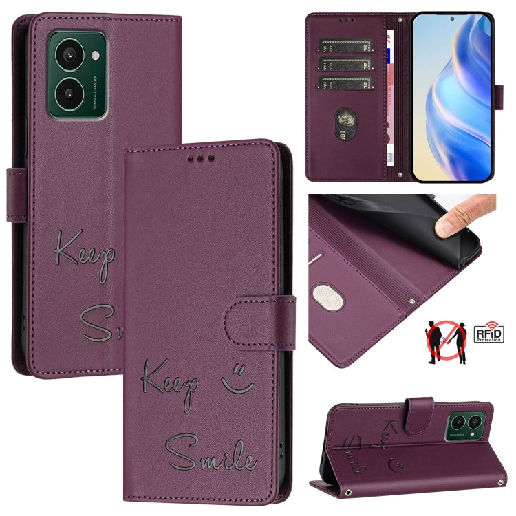 Smile Embossing RFID Leather Phone Case, For HMD Skyline, For HMD Pulse Pro
