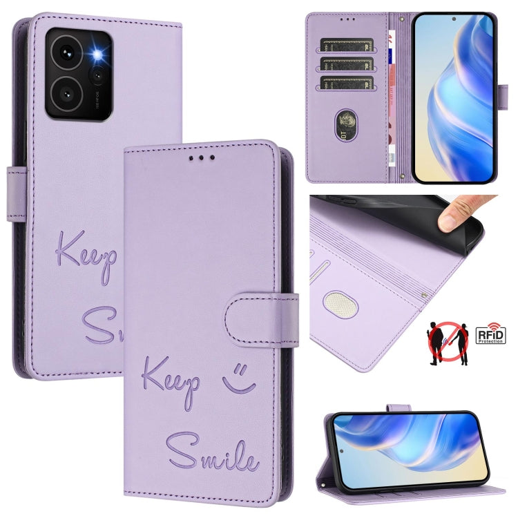 Smile Embossing RFID Leather Phone Case, For HMD Skyline, For HMD Pulse Pro