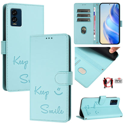 Smile Embossing RFID Leather Phone Case, For BLU G95, For BLU Bold N4, For BLU Bold K50, For BLU C9, For BLU View 5 Pro, For BLU View 5, For BLU View Speed 5G