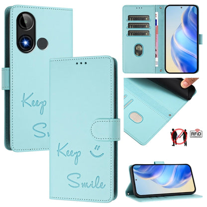 Smile Embossing RFID Leather Phone Case, For BLU G95, For BLU Bold N4, For BLU Bold K50, For BLU C9, For BLU View 5 Pro, For BLU View 5, For BLU View Speed 5G